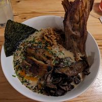 Creamy mushroom ramen at UMAMI Plantbased in Barcelona