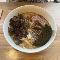 Creamy mushroom ramen  at UMAMI Plantbased in Barcelona