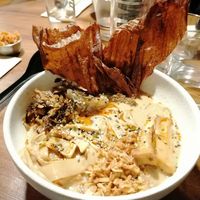 Creamy mushroom ramen at UMAMI Plantbased in Barcelona