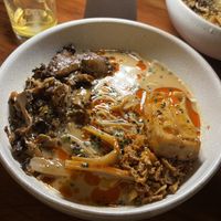 Creamy mushroom ramen  at UMAMI Plantbased in Barcelona