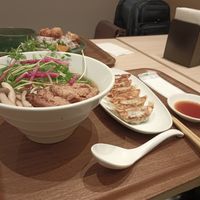 Shoyu ramen with a side of six gyoza. at NRT - T's Tantan - T2 in Narita