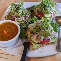 everything "bagel" on gluten free toast at Great Sage in Clarksville