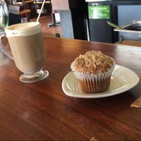 crumb muffin and latte  at Great Sage in Clarksville