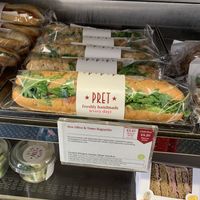 One of the vegan sandwiches (ft. Kids hummus and cucumber pot below)  at Pret A Manger in Brighton