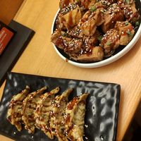Vegan gyoza and crispy teriyaki tofu (normally both come with vegan mayo too) at Nosh in Verona