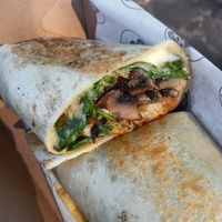 Vegan wrap - hash browns, mushrooms, aioli, greens etc but in a wrap at 1 in 20 in The Basin
