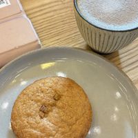 Orange cookie and hojicha lattee  at Stumptown Coffee Roasters - Ace Hotel in Kyoto