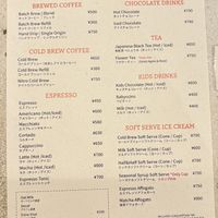 Menu  at Stumptown Coffee Roasters - Ace Hotel in Kyoto
