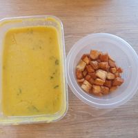 Lentil soup with crutons at Yara in Alderley Edge