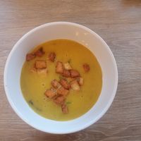 Lentil soup with crutons at Yara in Alderley Edge