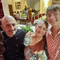 The chef Paolo and our family. Even my picky son loved everything!  at Il Lughino in Milan