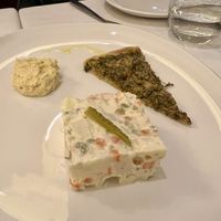Insalata russa, crema di cicerchie e tartina vegetale  at Il Lughino in Milan