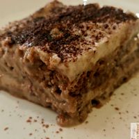 gluten-free tiramisu, not very sweet and very light. at Il Lughino in Milan