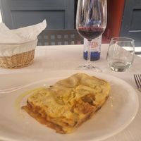 Lasagne with oxheart tomatoes, eggplant and bellpepper at Il Lughino in Milan