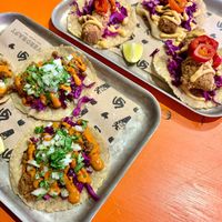 Crispy Fried Seitan and Vegan Chorizo Tacos  at Overdraft in Southampton