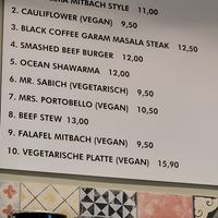 Clearly labeled vegan options at Mitbach in Frankfurt