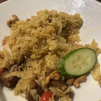 Pineapple curry fried rice from vegan menu, with mock duck   at Onedee Thai  in Queens