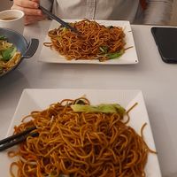 Fried noodles and hand torn cabbage.  at Huì Yuán Sù Shí Fāng 慧缘素食坊 Lotus Vegan in Shanghai