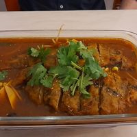 Classic dish made using an excellent vegan fish substitute and Sichuan peppercorns.  at Huì Yuán Sù Shí Fāng 慧缘素食坊 Lotus Vegan in Shanghai