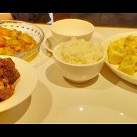 Wontons, curried vegetables and wheat bran.  at Huì Yuán Sù Shí Fāng 慧缘素食坊 Lotus Vegan in Shanghai
