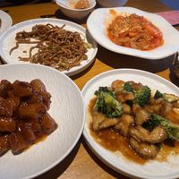 Our half-eaten dishes… it was too good to get a photo first! 😂  at Huì Yuán Sù Shí Fāng 慧缘素食坊 Lotus Vegan in Shanghai