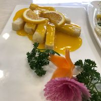 Fried Tofu in orange sauce  at Huì Yuán Sù Shí Fāng 慧缘素食坊 Lotus Vegan in Shanghai
