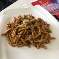 Spicy crispy pork - not very spicy or crispy but still nice  at Huì Yuán Sù Shí Fāng 慧缘素食坊 Lotus Vegan in Shanghai
