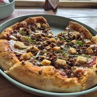 Pizza with tofu, one of the best pizzas I've ever had! at Aubrie's Plant-Based Cuisine in El Nido