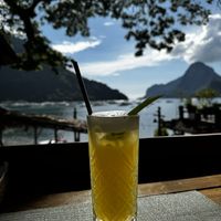 The view with a pandan drink ❤️  at Aubrie's Plant-Based Cuisine in El Nido