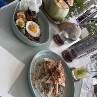 Quesadillas and grilled tempeh nasi goreng with vegan fried egg !  at Aubrie's Plant-Based Cuisine in El Nido