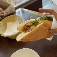 vegan Banh Mi with Lemongrass “chicken” sandwich   at Veggiebowl in Vancouver