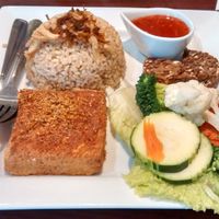 Lemongrass tofu with brown rice. at Veggiebowl in Vancouver