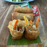 A cut section of the Spring Rolls at Good Karma Waroeng in Kintamani