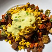 Sausage, brussel sprout, and sweet potato hash! at Tree House in St Louis