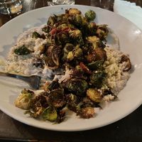 Stuffed mushroom ravioli topped with crispy brussel sprouts at Tree House in St Louis