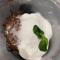 Avocado chocolate mousse (a little melted since I took it to-go). at Tree House in St Louis
