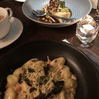 Handmade tamales with pumpkin mole and gnocchi with roasted butternut squash .  at Tree House in St Louis