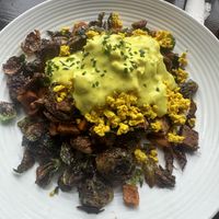 Sausage, Brussels Sprouts, Sweet Potato Hash #Veganuary at Tree House in St Louis