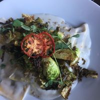 vegan mushroom ravioli with cashew cream sauce at Tree House in St Louis