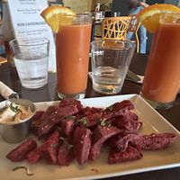 Fried beets and blood orange juice.   at Tree House in St Louis