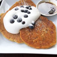 Vegan pancakes! Very tasty  at Tree House in St Louis