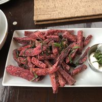 Beet fries! Very good! All vegan  at Tree House in St Louis