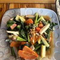 Sautéed vegetables in mushroom sauce   at Khaw Glong in Koh Samui