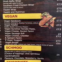 Vegan section of the menu   at Diana's Cafe in Bath