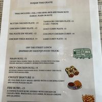 Lunch menu  at Daddyji in Claremont