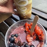 Açaí and coffee both clarified vegan   at Jamba in Melbourne