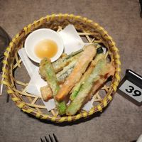 Vegetable tempura at Miho Sushi in Madrid
