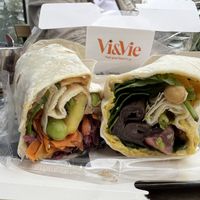 Vegan protein wrap and vegan chickpea wrap  at Vi&Vie Gourmet Kitchen & Café in Vienna