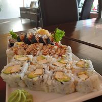 Vegan sushi (tofu maki, sweetpotato maki, and big veggie futo) at Vulkani Sushi in Oslo