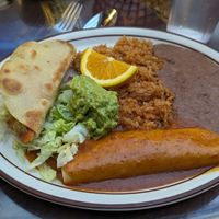 VIVA MEXICO - taco and enchiladas with refried beans at Bertha Miranda's in Reno